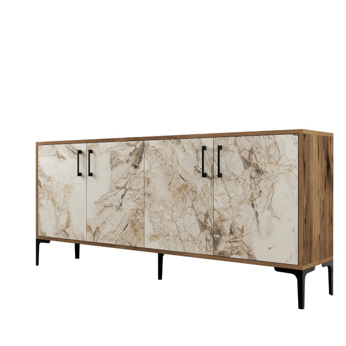 Hanah Home Consola Kiev Walnut y White Marble Hanah Home Consola Kiev Walnut y White Marble